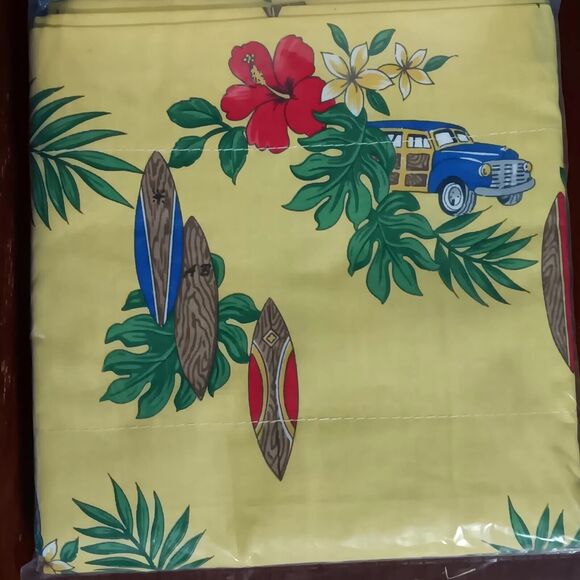 Contessa Balloon Valance Woodie Car Yellow Tropical Floral Curtain Tiki 72"x 15" - Picture 4 of 9